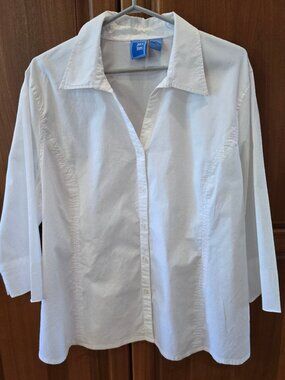 Boca Blues plus white button up 3/4 sleeve 2XL